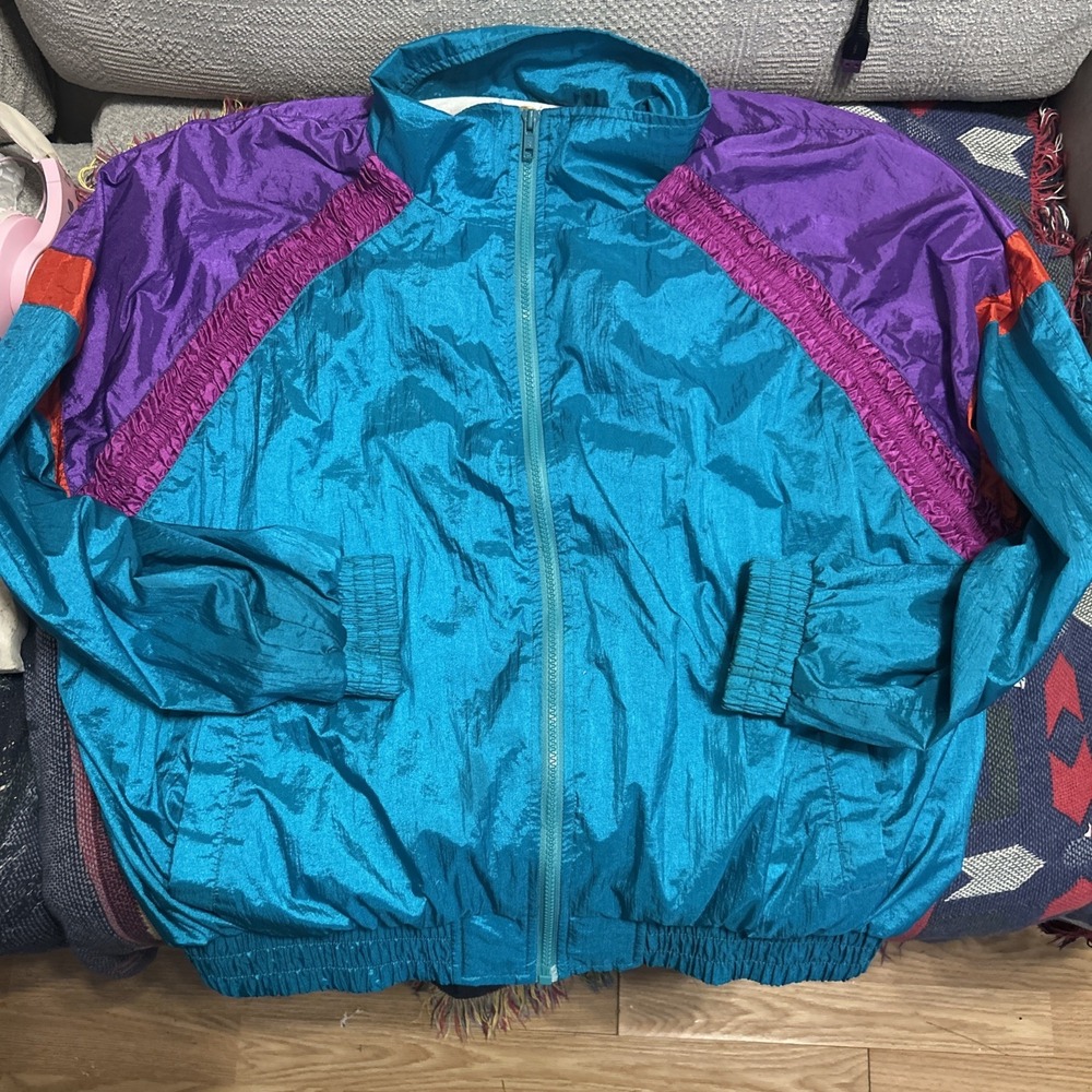 Southern Active Vintage Colorblock Windbreaker Jacket Oversized 27.5" P2P Small